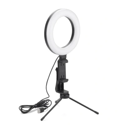 Abbildung von HAC24 Ringlicht LED Handy Ringlampe Smartphone Lampe Licht Ringleuchte, Ø 16 cm mit Stativ und Handyhalter Dimmbar