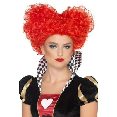 Abbildung von Smiffys Kostüm Perücke Herzkönigin für Fasching Hallowee, Herzförmig toupierte die Kartenkönigin