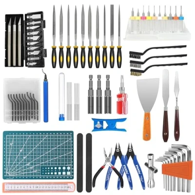 Abbildung von KOMABLEN 84PCS 3D Drucker Zubehör, Werkzeug, Zubehörteile mit Handentgrater, Akupunkturnadeln Reinigungsset, Düsenwechselwerkzeug, Gravieren und Entfernungswerkzeug
