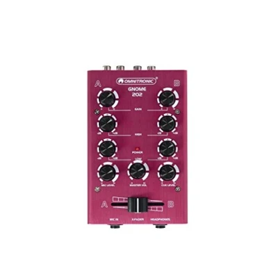 Abbildung von OMNITRONIC GNOME 202 Mini Mixer rot 2 Kanal DJ im Miniaturformat Extrem leichter und kompakter Metallgehäuse