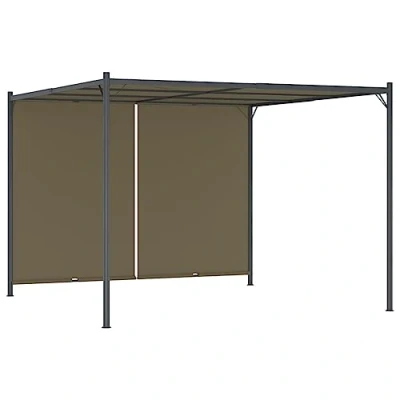 Abbildung von vidaXL Garten Pergola mit Ausziehbarem Dach Schiebedach Pavillon Sonnenschutz Gartenzelt Terrassendach Gartenpavillon 3x3m Taupe 180g/m²