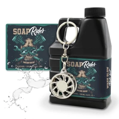 Abbildung von Duschgel für Männer im Deko Kanister 200ml Bath &amp; Body Geschenk Ölkanister Form (Duschgel Motiv Soap Rider)