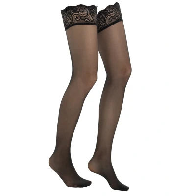 Abbildung von Falke MATT Deluxe 20 Denier STAY UPS Transparent Overkneestrümpfe, Damen, Größe: 40 42, Black