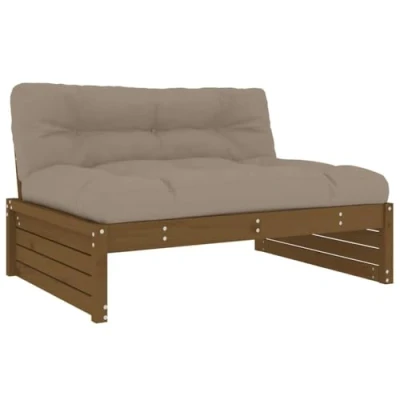 Abbildung von vidaXL Mittelsofa, Gartensofa mit Kissen Latten Design, Modular Holz Sofa für Garten Terrasse, Gartenmöbel Loungemöbel, Honigbraun Massivholz Kiefer