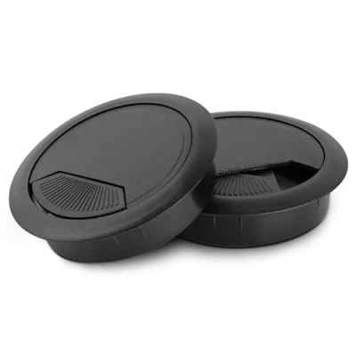 Abbildung von LouMaxx Kabeldurchführung Schreibtisch schwarz 2er Set Kabeldurchlass 60mm Ø Tisch Kabel Durchführungen aus stabilem Kunststoff passgenaue Kabellochabdeckung mit stabiler