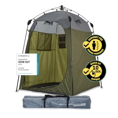 Abbildung von Lumaland Premium Duschzelt Toilettenzelt für Indoor &amp; Outdoor Mobiles Umkleidezelt Lagerzelt Zelt Tierfotografie Ideal zum Campen, Festival Angeln Wasserdicht Windfest [Grün]