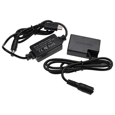 Abbildung von vhbw USB Netzteil kompatibel mit Canon EOS 77D, 800D, 850D, 8000D Kamera, Digitalkamera, DSLR Netzkabel + DC Kuppler (Ersatz für DR E18), 2m
