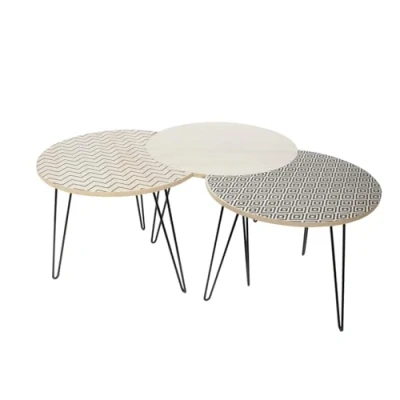 Abbildung von Home Deco Factory HD3882 Kaffetisch, Holz, Metall, Beige/Schwarz, Einheitsgröße