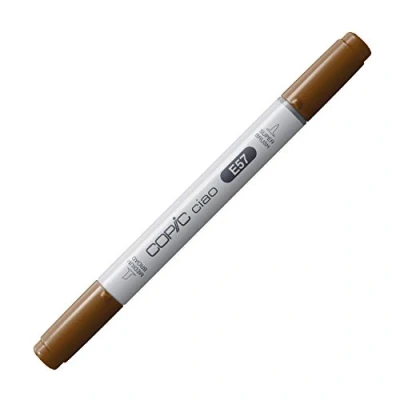Abbildung von COPIC Ciao Marker Typ E 57, Light Walnut, vielseitiger Layoutmarker, mit einer mittelbreiten und Brush Spitze