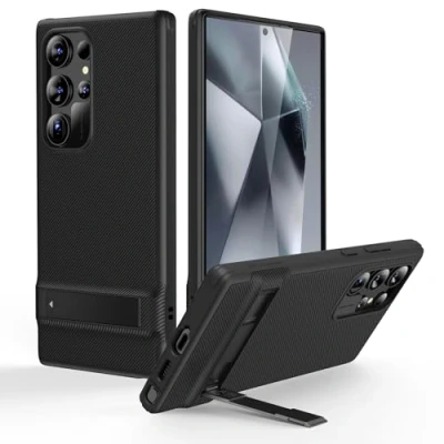 Abbildung von ESR für Samsung Galaxy S24 Ultra Hülle, Ständer Cover mit 3 Standmodi, Militärnorm Sturzschutz, stoßfeste, dünne Handyhülle patentiertem Kickstand, Boost Serie, Schwarz