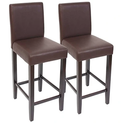 Abbildung von Mendler 2er Set Barhocker Barstuhl M37 Kunstleder braun, dunkle Füße