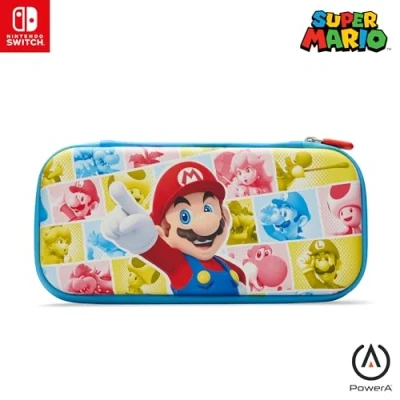 Abbildung von PowerA Schlankes Etui für Nintendo Switch oder Lite Mario; Mushroom Kingdom Reel, Schutzetui, Gaming Etui, Griff, Konsolentasche, Zubehöraufbewahrung, offiziell lizenziert