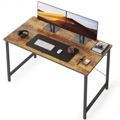 Abbildung von CubiCubi Schreibtisch Kleiner Tisch Computertisch, 120 x 48 75 cm Home Office Schreibtisch, Moderner Schlichter Stil PC für Zuhause, Büro, Studium, Schreiben, Vintagebraun