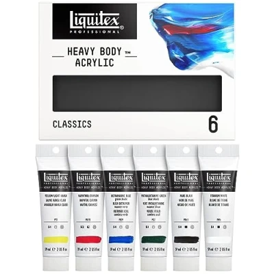 Abbildung von Liquitex 3699311 Acrylfarbe Heavy Body, 6 Acrylfarben in Künstlerqualität, Classic Set, 59 ml (6er Pack)