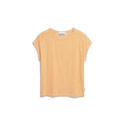 Abbildung von Armedangels Ofeliaa Lovely Stripes Tshirt print, Damen, Größe: Small, Oatmilk light tangerine