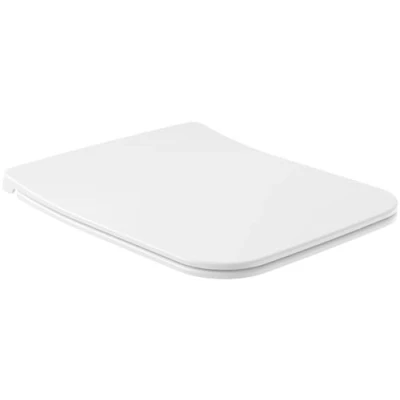 Abbildung von Villeroy &amp; Boch Venticello WC Sitz SlimSeat, abnehmbarer Toilettensitz mit Absenkautomatik, aus bruchsicherem Duroplast, Original Ersatzteil, Sandwich Slim Design, eckig, Weiß Alpin, glänzend