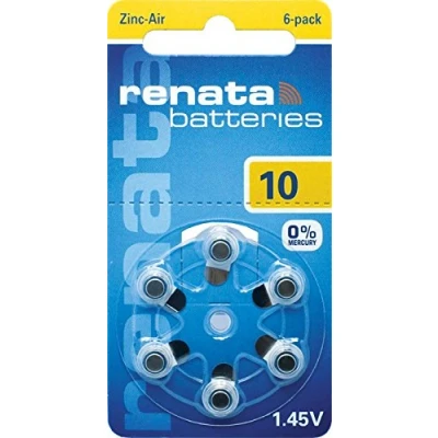 Abbildung von Renata Batterie für Hörgeräte PR10, ZA10,PR70 1,4V; 6 Pack