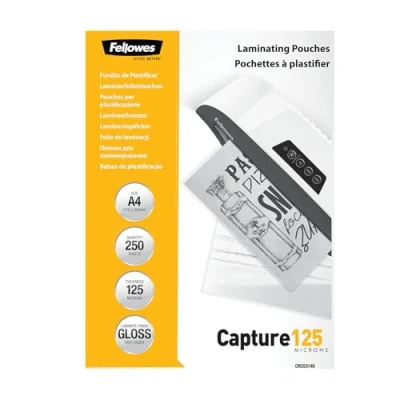 Abbildung von Fellowes Laminierfolien A4, 125 Mikron (2 x mic), glänzende Heißlaminierfolien im Value Pack mit 250 Stück