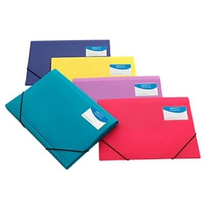 Abbildung von Rapesco 0720 3 Klappen Ordnungsmappe, A4+, leuchtende Farben, 5 Stück