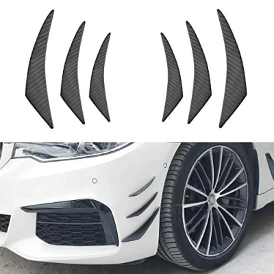 Abbildung von TOMALL 6 Stück Universal Auto Frontstoßstange Lippe Splitter Carbon Fiber Außen Gummi Flossen Spoiler Kanards Kit für Karosserie Anti Kollision Streifen Dekoration Zubehör (Kohlefaser)