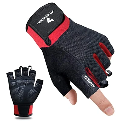Abbildung von ATERCEL Fitness Handschuhe, Trainingshandschuhe für Crossfit, Bodybuilding, Radsport, Gym, Krafttraining, Sporthandschuhe Damen und Herren(Rot, XL)
