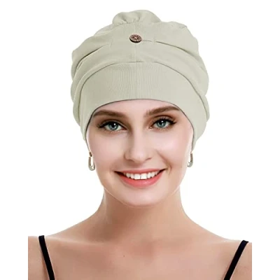 Abbildung von osvyo Baumwolle Chemo Kopfbedeckung für Damen Krebs Haarausfall Hut Leichte Versiegelte Verpackung WARMES GRAU