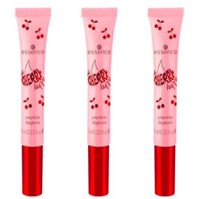 Abbildung von essence SO CHERRY happy peptide lipgloss, Nr. 02, Pink, feuchtigkeitsspendend, glänzend, strahlend frisch, vegan, ohne Parabene, Mikroplastikpartikel, Nanopartikel frei, 3er Pack (3x10ml)