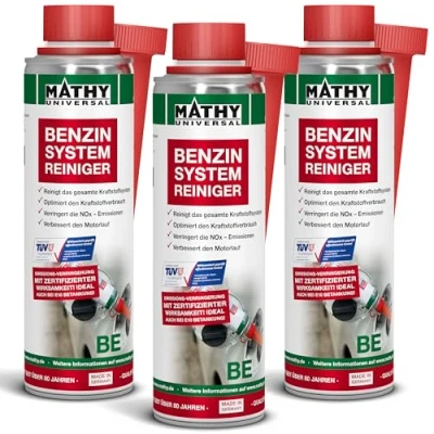 Abbildung von MATHY BE Benzin System Reiniger (3 x 250 ml) Zertifizierter Additiv Hochwirksamer Ventil Zusatz