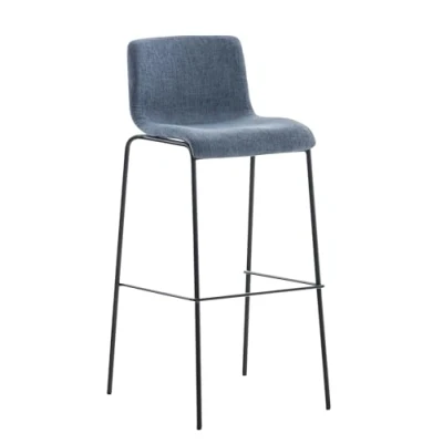 Abbildung von CLP Barhocker Hover mit Kunststoffsitz und Stoffbezug I Barstuhl robustem Metallgestell Einer Sitzhöhe von: 76 cm, Farbe:blau, Gestell Farbe:schwarz
