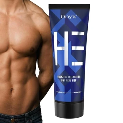 Abbildung von Onyx HE Bräunungsbeschleuniger Creme für Männer, Bräunungscreme ohne Selbstbräuner maximal schnelle Bräunung mit Muskel Bronzing
