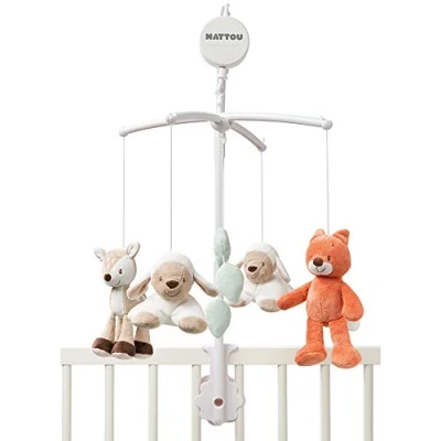 Abbildung von Nattou Mobile mit Spieluhr Fanny und Oscar, Sanftes Wiegelied &quot;La Le Lu&quot;, 48 x 7 15 cm, Weiß/Beige/Orange