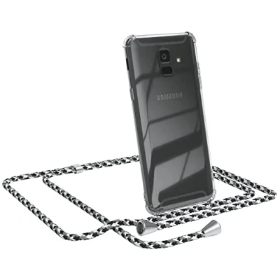 Abbildung von EAZY CASE Handykette kompatibel mit Samsung Galaxy A6 Handyhülle Umhängeband, Handykordel Schutzhülle, Silikonhülle, Hülle Band, Stylische Kette für Smartphone, Schwarz Camouflage