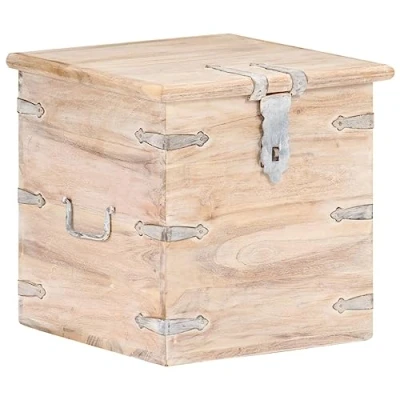 Abbildung von vidaXL Akazienholz Massiv Truhe Abschließbar Aufbewahrungsbox Holzkiste Nachttisch Nachtschrank Schatztruhe Holztruhe Schatzkiste 40x40x40cm