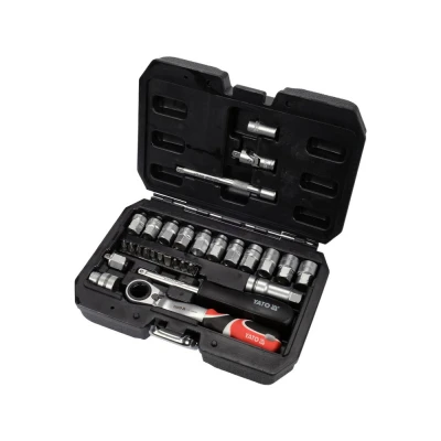 Abbildung von Yato Werkzeugkoffer Steckschlüsselsatz Ratschenkasten 1/10.2 cm Nusskasten KFZ Werkzeug Set 29 teilig
