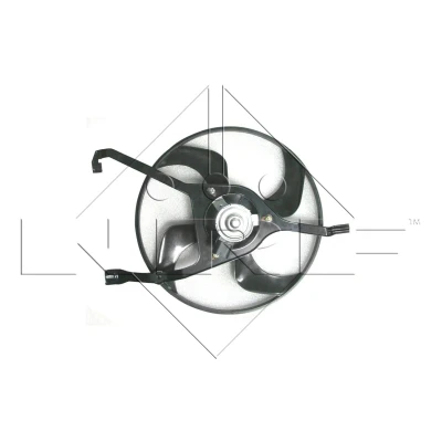 Abbildung von NRF 47448 Lüfter 340 12 100 mit Halterahmen CITROËN: C3 I Schrägheck, Pluriel, C2 PEUGEOT: 1007 Schrägheck