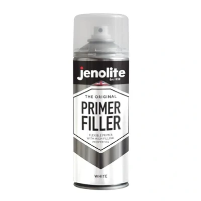 Abbildung von JENOLITE Filler Grundierung Sprühlack. Schnell trocknende Acrylfarbe. Farbe: Weiß. Inhalt: 1 Spraydose 400ml