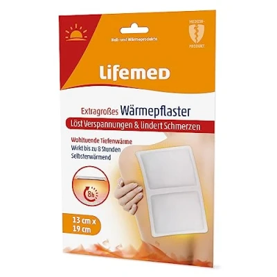 Abbildung von Lifemed Extragroßes Wärmepflaster XXL bei Rückenschmerzen Schmerzpflaster für Rücken, Schultern und Nacken Wärmekissen, Wärmegürtel Rückenretter ohne Arzneimittelwirkstoff (3 Pflaster)