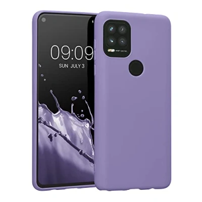 Abbildung von kwmobile Hülle kompatibel mit Motorola Moto G Stylus 5G weiches TPU Silikon Case Cover geeignet für kabelloses Laden Veilchen Lila