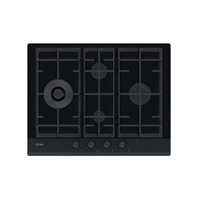 Abbildung von Haier Gas ON GLAS SERIE 6 HAVG5D4HB Kochfeld/Autark / 60 cm 4 Brenner mit Wok Kochzone 9 Leistungsstufen, Schwarz