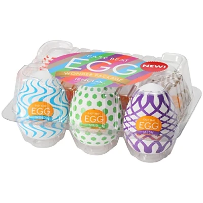 Abbildung von 6 teiliges Masturbator Set „Egg Variety Pack Wonder“ mit verschiedenen Stimulationsstrukturen