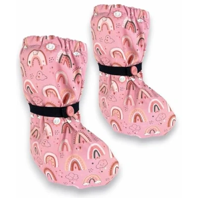 Abbildung von HECKBO Baby Regenfüßlinge ohne Vlies Regenbogen Füßlinge Regen Schuhüberzieher 3 18 Monate wasserdicht Überziehschuhe Krabbelschuhe Überzug Outdoor Schuhe Matschschuhe