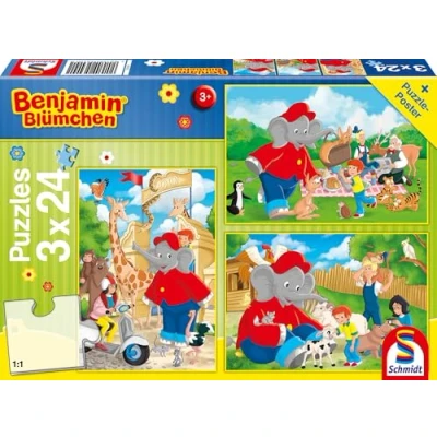 Abbildung von Schmidt Spiele Puzzle Benjamin Blümchen, Im Zoo, 72 Puzzleteile, 3x24 Teile