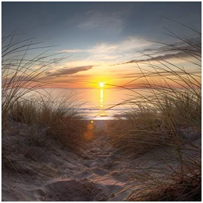 Abbildung von Wallario Glasbild Sonnenuntergang am Strand 50 x cm Wandbilder Glas in Premium Qualität: Brillante Farben, freischwebende Optik