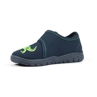 Abbildung von Richter MAILO Hausschuh Klettschuh, Kindergarten Schuh mit Dino Stickerei