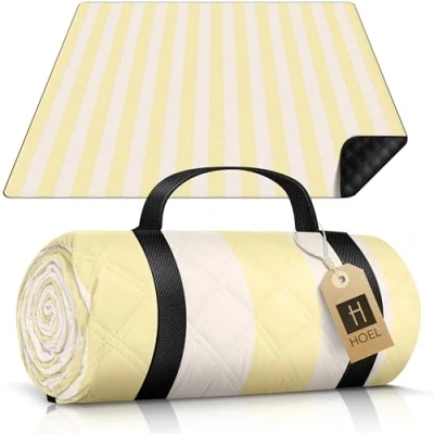 Abbildung von HOEL Picknickdecke 200x200 cm wasserabweisend + isoliert Strandmatte gepolstert XXL Picknickdecken Outdoor Stranddecke für Picknick Camping Strand Picnic Blanket