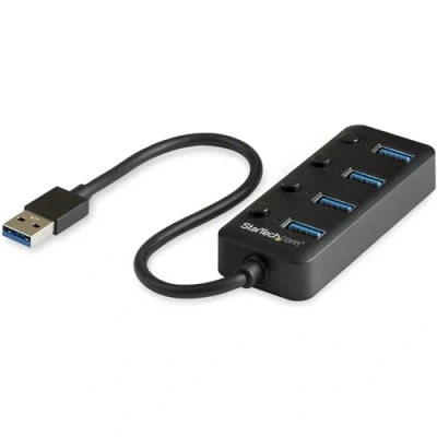 Abbildung von StarTech.com 4 Port USB 3.0 Hub 4x A mit individuellen An/Aus Schaltern Mobiler Verteiler Bus Powered Splitter
