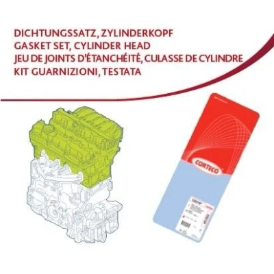 Abbildung von CORTECO 418093P Dichtungssatz, Zylinderkopf mit Wellendichtring Nockenwelle, Zylinderkopfdichtung, Ventilschaftabdichtung