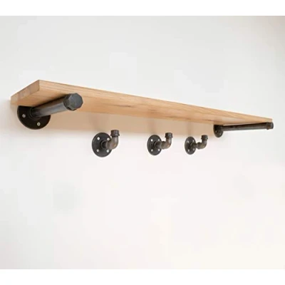 Abbildung von Natural Goods Berlin 1x Design Wandregal Eiche 100cm viele Farben &amp; Modelle Regalboden Massivholz Metall Schweberegal hängend, Regalwinkel, Konsole (Regal TEMPELHOF (20cm Tiefe), Industrial)