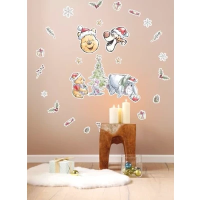 Abbildung von Disney Deco Sticker von Komar Winnie Pooh Christmas Größe: 50 x 70 cm 26 Teile Wandtattoo, Kinderzimmer, Dekoration, Weihnachten