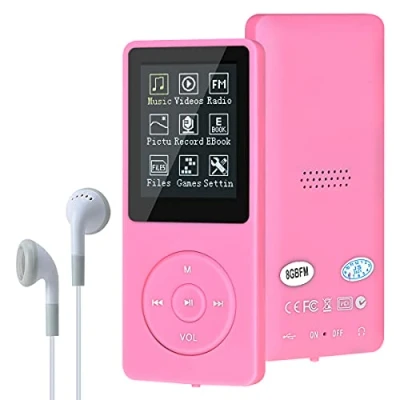 Abbildung von MP3 Player, MP3/MP4 digitaler Musik Lychee Upgrade, 8 GB, tragbarer HiFi Sound, Player mit Musik/Video/Sprachaufnahme/FM Radio/E Book Reader, unterstützt bis zu 64 GB (Rosa)